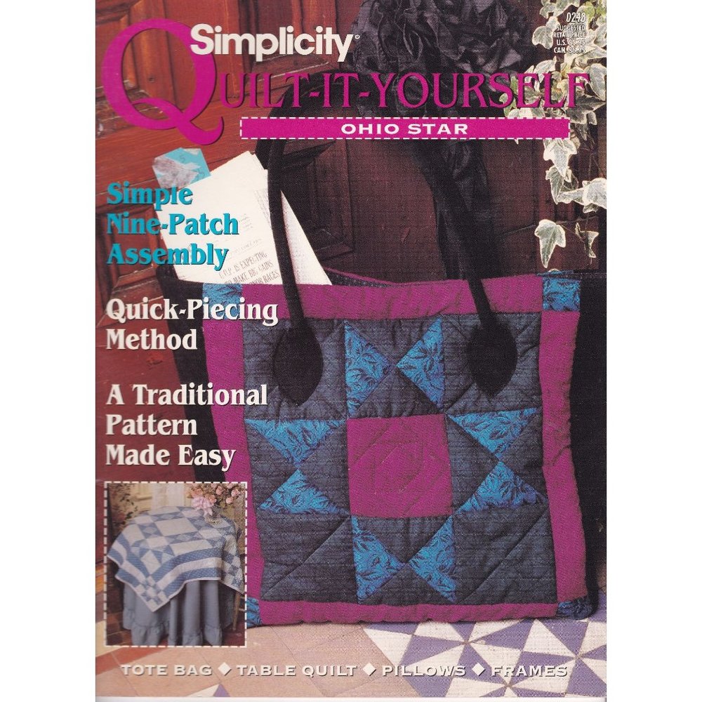 Vintage Quilting Patterns, Simplicity Quilt It Yourself 248 Ohio Star 1995, Tote